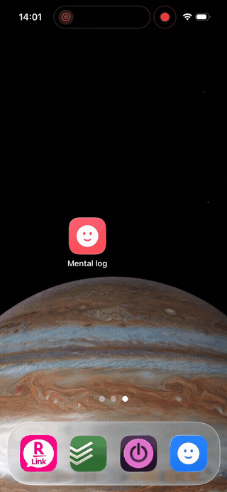Shortcut in action: one tap to log mood